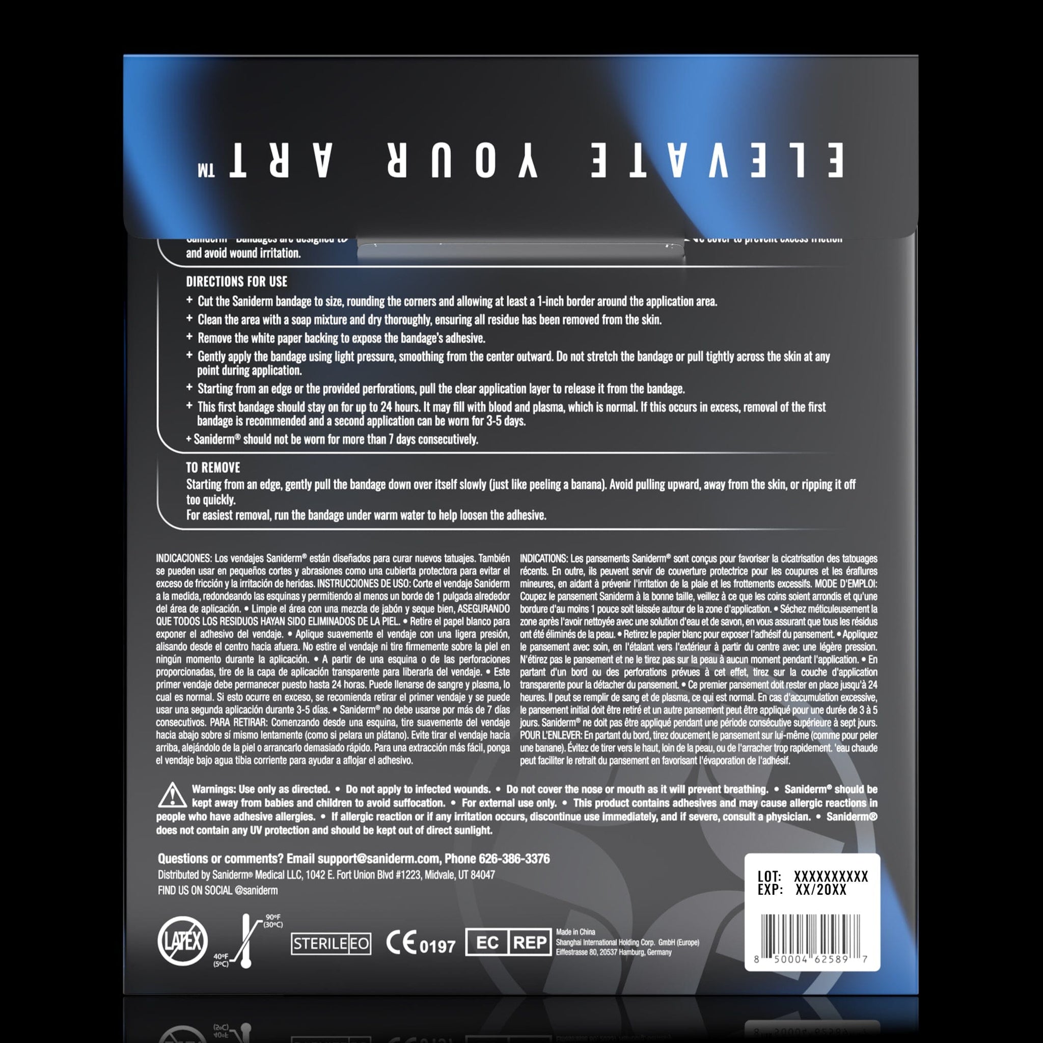 Flex Tattoo Bandage 3-Pack - Large (8x10) Saniderm Tattoo Aftercare 